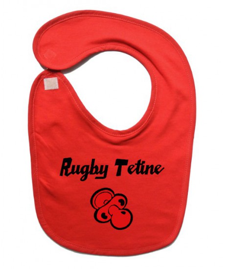 Bavoir bébé "Rugby Tétine" Rouge/Noir