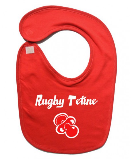 Bavoir bébé "Rugby Tétine" Rouge/Blanc