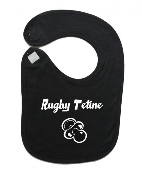 Bavoir bébé "Rugby Tétine" Noir/Blanc