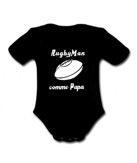 Body bébé "RugbyMan comme Papa" Noir/Blanc
