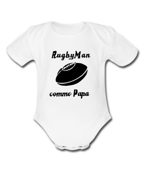Body bébé "RugbyMan comme Papa" Blanc/Noir