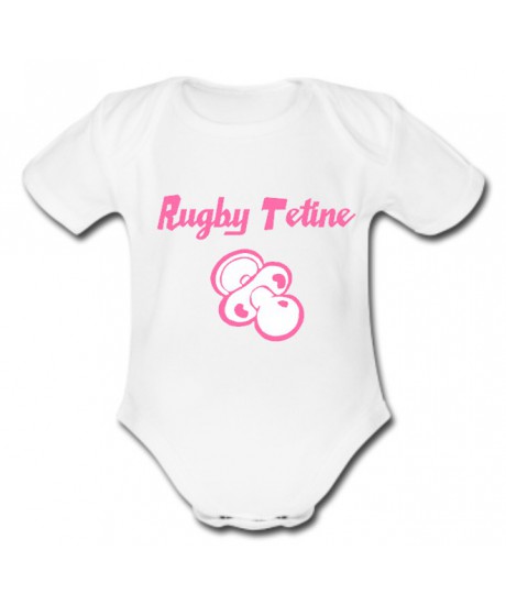 Body bébé "Rugby Tétine" Blanc/Rose