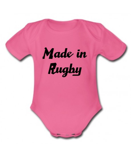 Body bébé "Made in Rugby" Rose/Noir