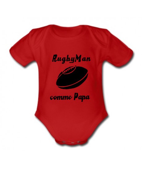 Body bébé "RugbyMan comme Papa" Rouge/Noir