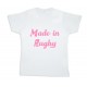 Tee shirt rugby bébé "Made in Rugby" Blanc/Rose