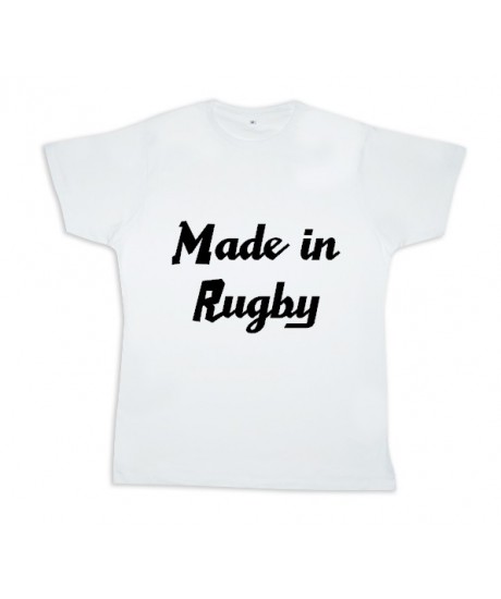 Tee shirt rugby bébé "Made in Rugby" Blanc/Noir