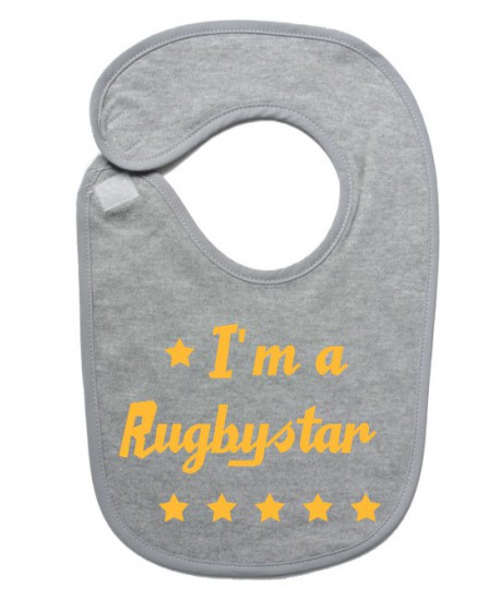 Bavoir bébé "Rugbystar" Gris/Or