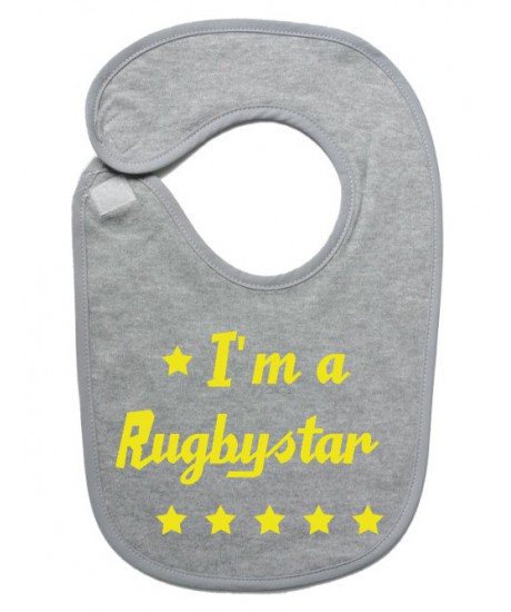 Bavoir bébé "Rugbystar" Gris/Jaune