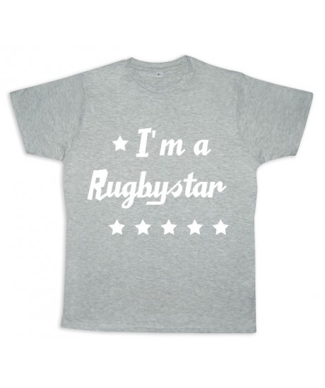 Tee shirt rugby bébé "Rugbystar" Gris/Blanc