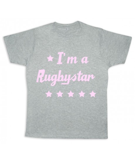 Tee shirt rugby bébé "Rugbystar" Gris/Rose