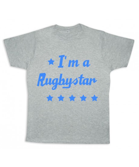 Tee shirt rugby bébé "Rugbystar" Gris/Bleu