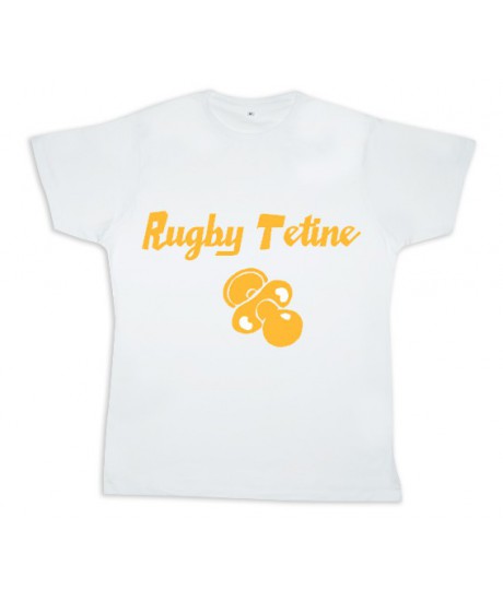 Tee shirt rugby bébé "Rugby Tétine" Blanc/Or