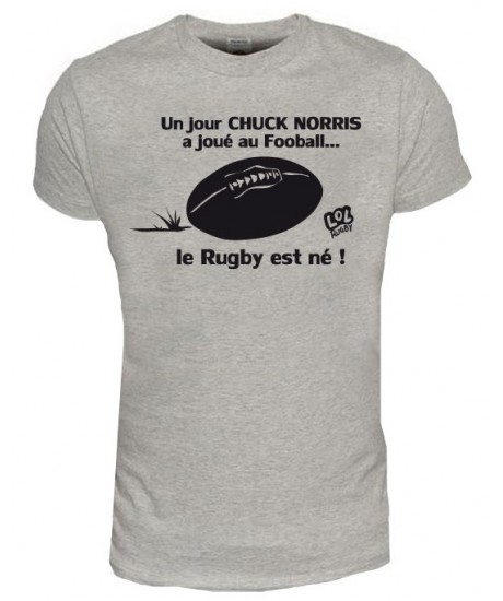 Tee shirt Rugby Humour "Chuck Norris" Football gris 