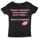 Tee shirt femme "Maman de Rugbyman" Noir/Rose