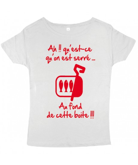 Tee shirt femme 3ème mi-temps "Sardines" Blanc/Rouge