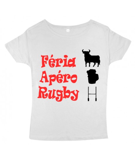 Tee shirt femme Féria Apéro Rugby Blanc