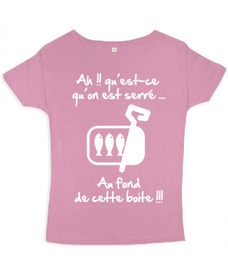 Tee shirt femme 3ème mi-temps "Sardines" Rose/Blanc