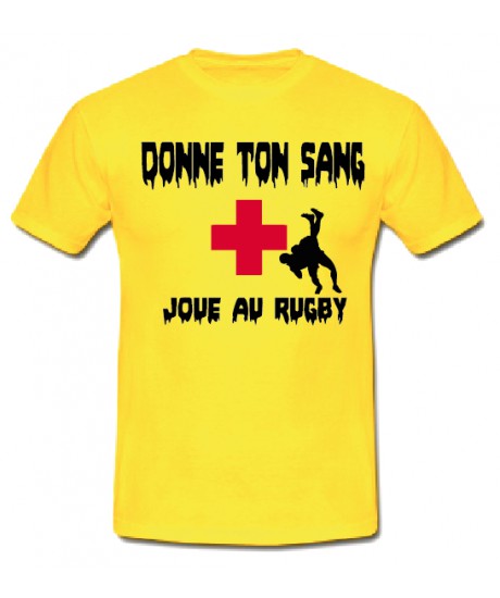 Tee shirt "Donne ton sang Joue au Rugby" Jaune