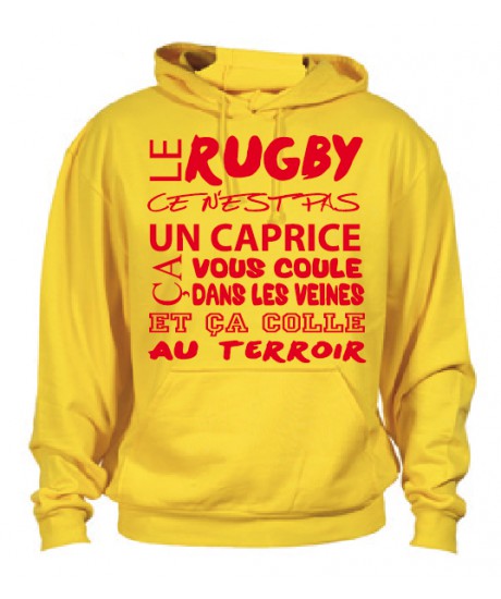 Sweat Capuche Rugby Terroir Jaune
