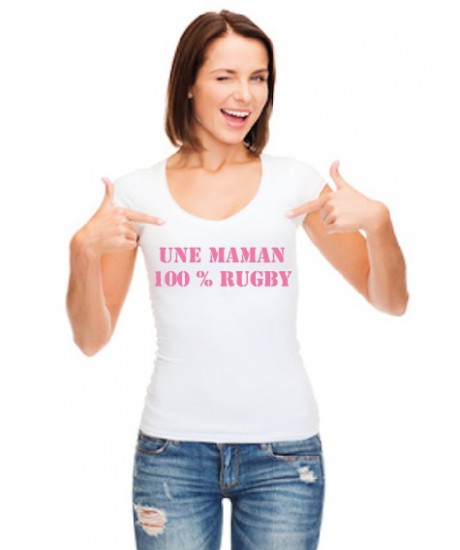 Tee shirt Maman 100 % Rugby Blanc