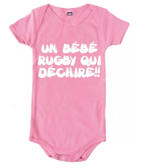 Body bébé Rugby qui déchire !! Rose/Blanc
