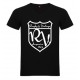 Tee Shirt col V Rugby & Vintage Ecusson noir