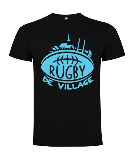 Tee Shirt "Village" LoLRugby Noir/Bleu ciel