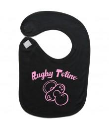 Bavoir bébé "Rugby Tétine" Noir/Rose
