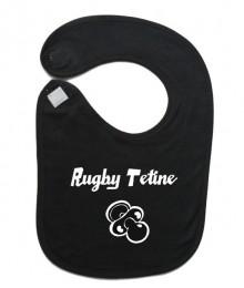 Bavoir bébé "Rugby Tétine" Noir/Blanc
