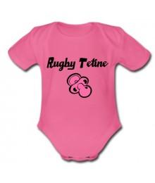 Body bébé "Rugby Tétine" Rose/Noir