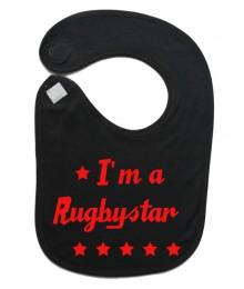 Bavoir bébé "Rugbystar" Noir/Rouge