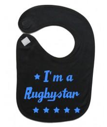 Bavoir bébé "Rugbystar" Noir/Bleu