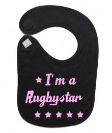 Bavoir bébé "Rugbystar" Noir/Rose
