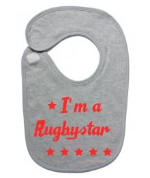Bavoir bébé "Rugbystar" Gris/Rouge
