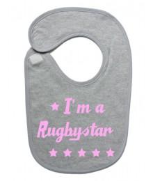 Bavoir bébé "Rugbystar" Gris/Rose