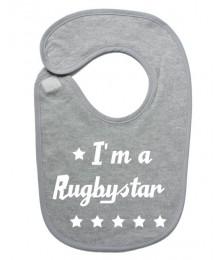 Bavoir bébé "Rugbystar" Gris/Blanc