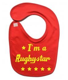 Bavoir bébé "Rugbystar" Rouge/Jaune
