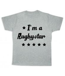 Tee shirt rugby bébé "Rugbystar" Gris/Noir
