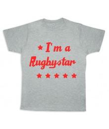 Tee shirt rugby bébé "Rugbystar" Gris/Rouge