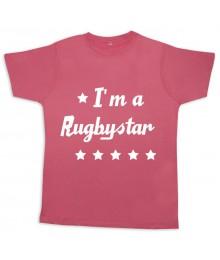 Tee shirt rugby bébé "Rugbystar" Rose/Blanc