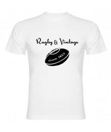 Tee Shirt Rugby & Vintage Ballon Blanc