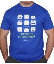 Tee shirt Aficionados "PORTRAITS DE RUGBYMEN" Bleu Royal