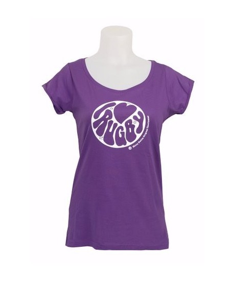 tee shirt femme Ultra Petita " I LOVE RUGBY " violet 