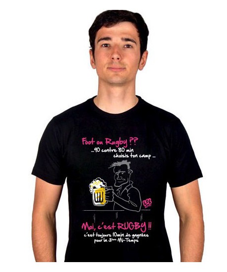 Tee shirt LOL Rugby " Foot ou Rugby  " Noir