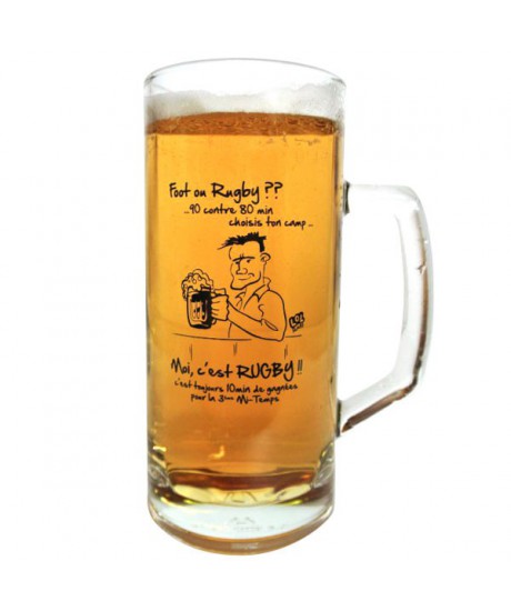 Chope de bière Lol Rugby "Foot ou Rugby "