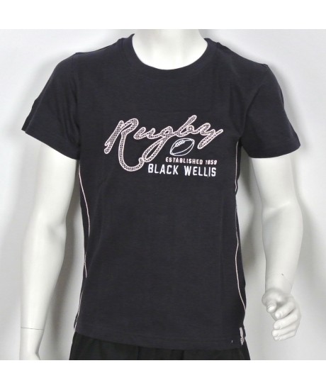 Tee Shirt Black Wellis Rugby Junior Marine