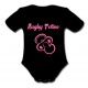 Body bébé "Rugby Tétine" Noir/Rose