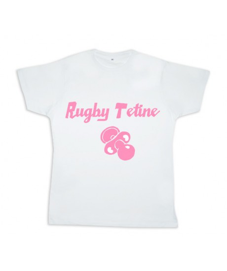 Tee shirt rugby bébé "Rugby Tétine" Blanc/Rose