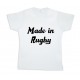 Tee shirt rugby bébé "Made in Rugby" Blanc/Noir