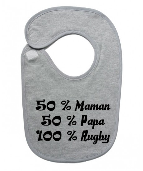 Bavoir bébé "100 % rugby " Gris/Noir
